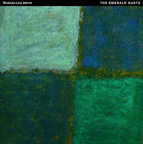CD cover for “The Emerald Duets” with abstract green and blue squares.