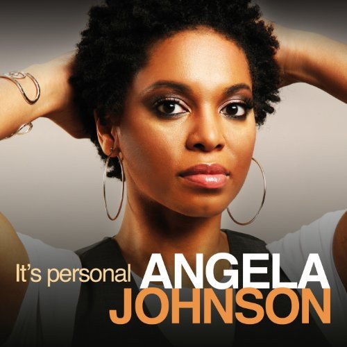 "Album cover featuring Angela Johnson with short black hair, wearing hoop earrings."