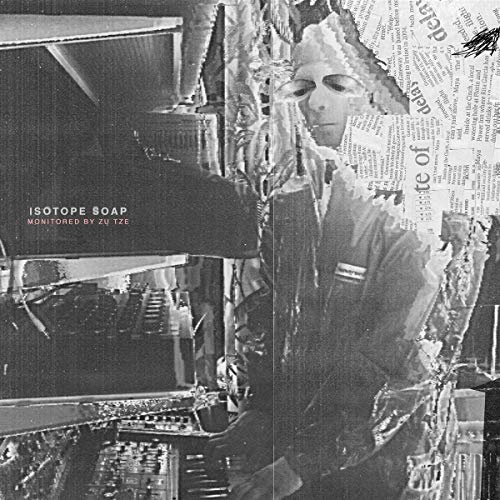 Black and white album cover featuring a distorted face and collage elements.