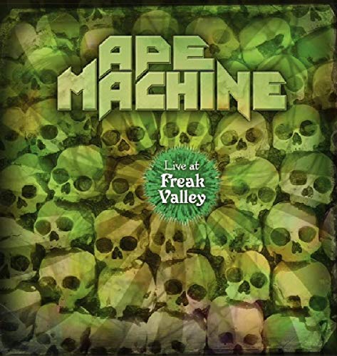 Album cover for Ape Machine - Live at Freak Valley, skulls and green tones.