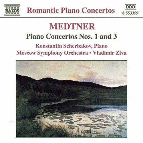 CD cover for Medtner piano concertos with a landscape painting.