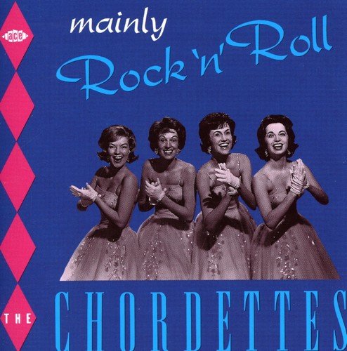 "CD cover featuring four women in dresses against a blue background with pink accents."