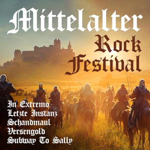 Album cover for "Mittelalter Rock Festival" featuring knights and a castle.