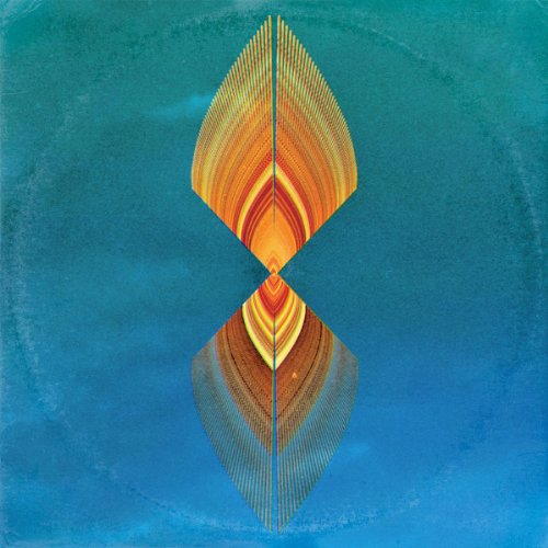 CD cover with abstract orange and gold leaf shape on teal background.