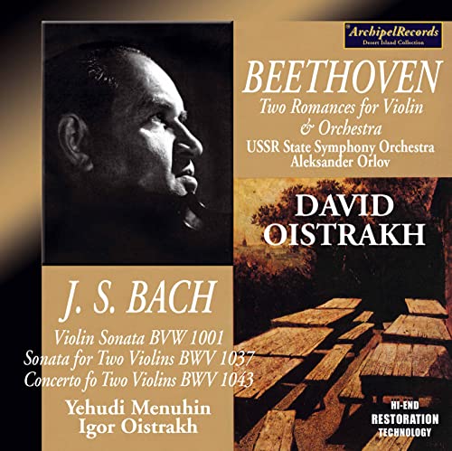 CD cover featuring violinist David Oistrakh, composers Bach and Beethoven listed.