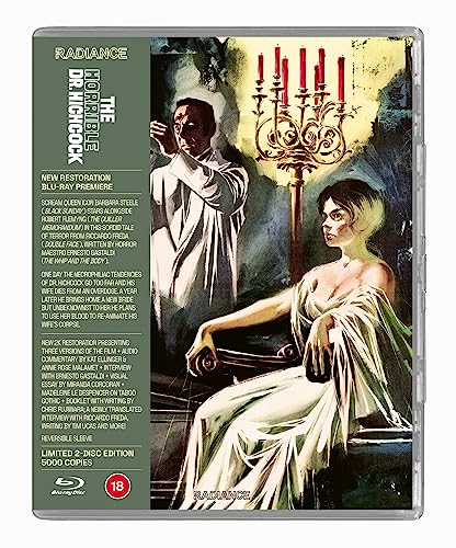 Blu-ray cover for "The Horrible Dr. Hichcock" featuring a man and woman.
