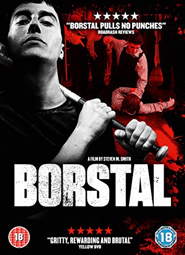 DVD cover for "Borstal" featuring a man holding a bat, with red-toned background.