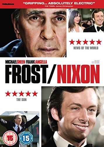 "Frost/Nixon DVD cover featuring images of David Frost and Richard Nixon."
