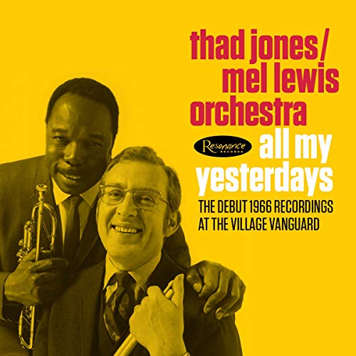 Album cover featuring Thad Jones and Mel Lewis, jazz musicians with instruments.