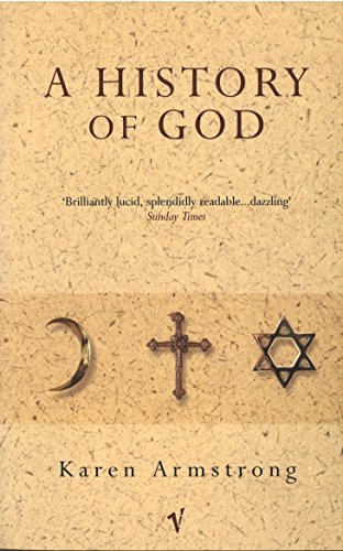 The image is a book cover. Alt text: Book cover of "A History of God" with symbols inside the word "GOD".