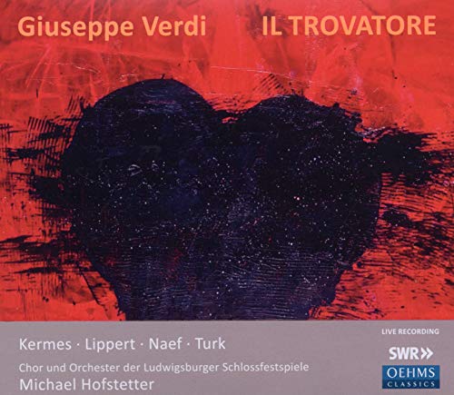 CD cover for Verdi’s *Il Trovatore* featuring a dark heart shape on red.