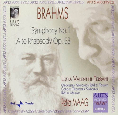 Brahms CD cover with faded portrait of a man and red and black text.