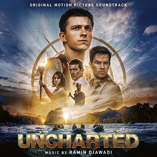 “Uncharted” soundtrack CD cover featuring Tom Holland and Mark Wahlberg.