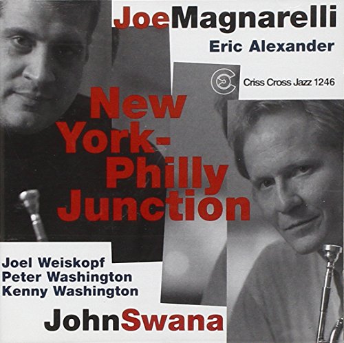 "CD cover with black and white portraits of two men holding trumpets, bold red and black text."