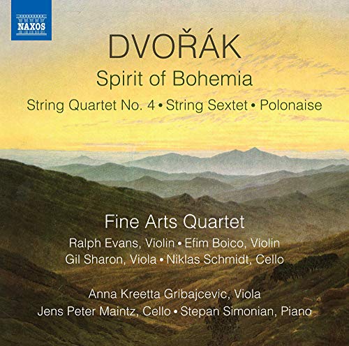 CD cover for Dvořák’s “Spirit of Bohemia” featuring a landscape.