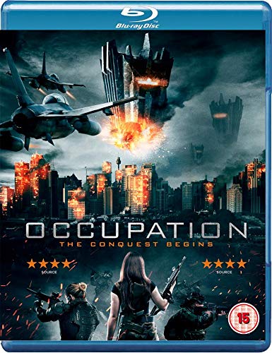 Blu-ray cover for "Occupation," showing a city under attack and armed figures.