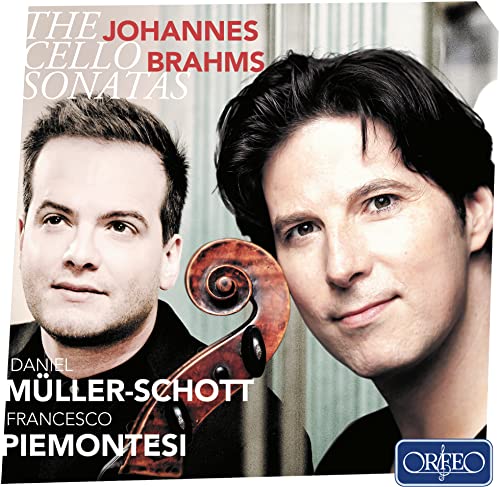 CD cover featuring two men and a cello, Johannes Brahms sonatas.