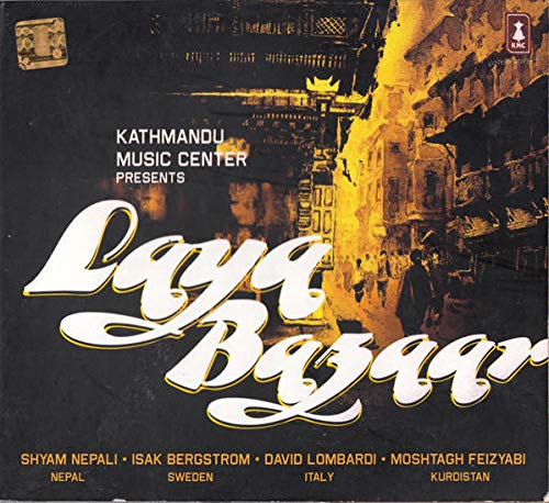 CD cover for "Laya Bazaar" featuring a temple and ornate lettering.