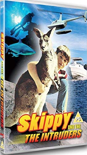 "DVD case with boy holding kangaroo, plane and shark on the cover."