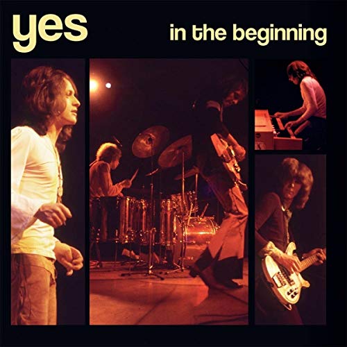 Yes album cover: band members performing on stage in sepia tones.