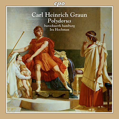 "CD cover with classical painting of three figures in ancient attire, beige background."