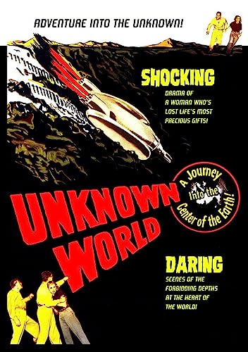 Unknown World" DVD cover featuring a crashed airplane and explorers.