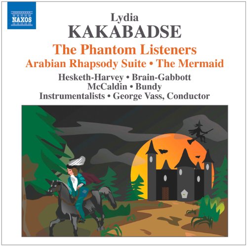 CD cover for Kakabadse’s “The Phantom Listeners” with illustrated castle scene.