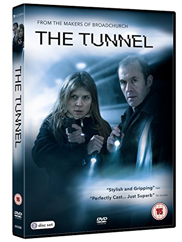 DVD case for "The Tunnel" with a man and woman holding flashlights.