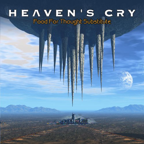 "CD cover art: icicles hanging from a spaceship over a landscape with mountains."