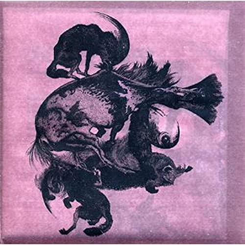 CD cover: dark, abstract image of horses and a rearing creature.
