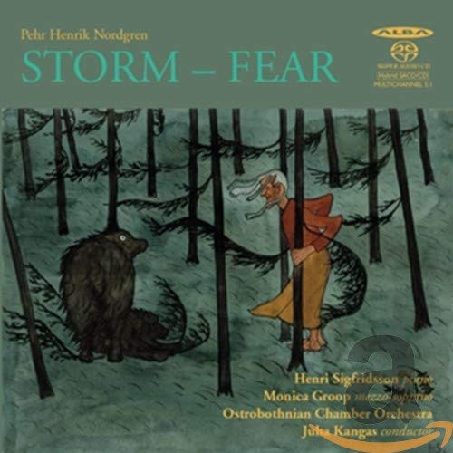 CD cover: man and bear facing each other in a dark forest.