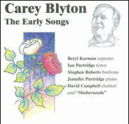 "Album cover with sketch of man, flowers, and text listing Carey Blyton and performers."