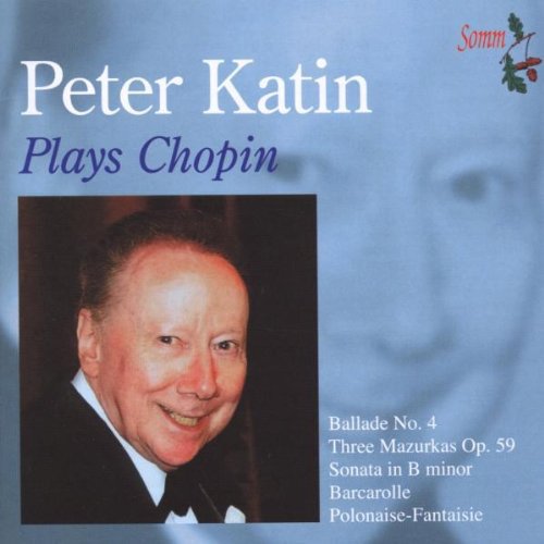 "CD cover with a photo of Peter Katin and Chopin compositions listed."