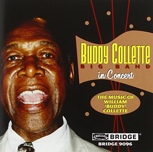 Buddy Collette's album cover featuring a man singing with graphic design elements.