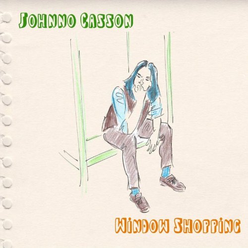 Sketch of a man sitting on a drawn chair, album cover art.