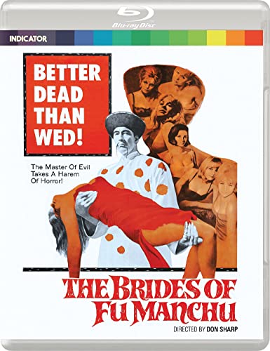 Blu-ray cover for "The Brides Of Fu Manchu" with a man and women.