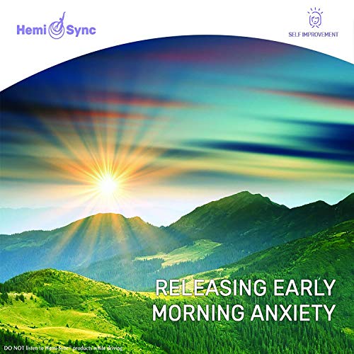 CD cover with sunrise over mountains and text “Releasing Early Morning Anxiety”.