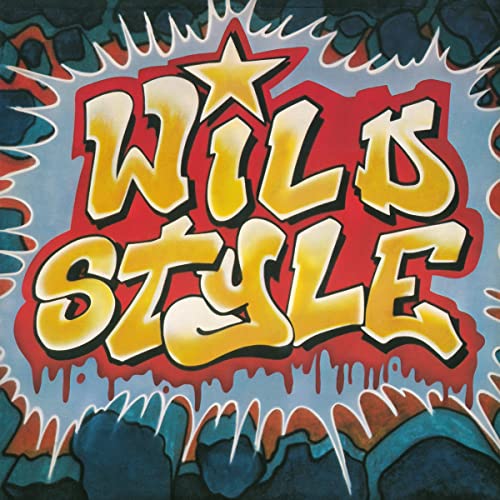 CD cover for “Wild Style” with yellow graffiti-style lettering and blue waves.