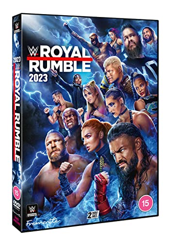 WWE Royal Rumble 2023 DVD cover featuring multiple professional wrestlers.
