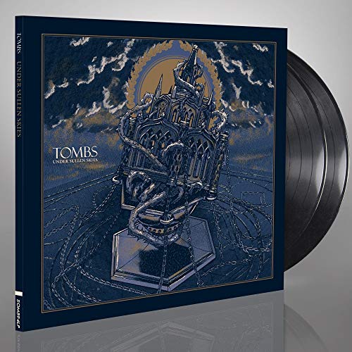Tombs - Under Sullen Skies" album cover: gothic cathedral illustration with chains.
