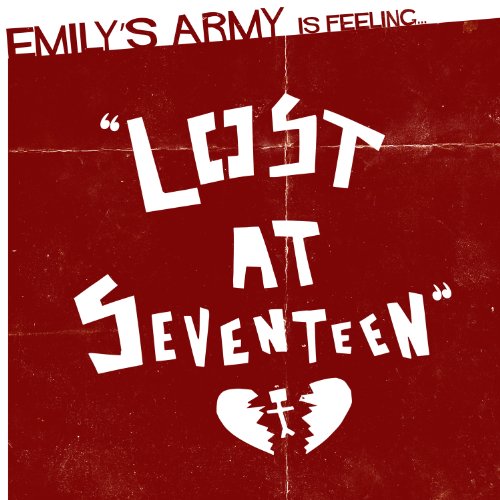 Red vinyl album cover with white text "Lost At Seventeen" and broken heart graphic.