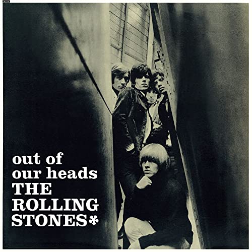 Black and white album cover of The Rolling Stones, "Out of Our Heads.