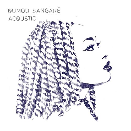 Album cover for Oumou Sangare’s “Acoustic” featuring a sketched portrait.