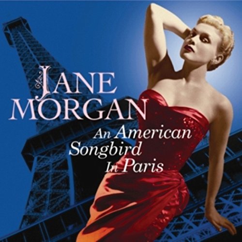"Album cover featuring Jane Morgan in red dress with Eiffel Tower in the background."