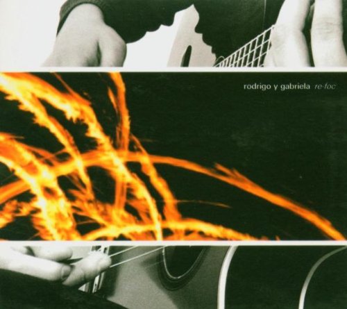 "Album cover with hands playing guitar and orange flames on a black background."