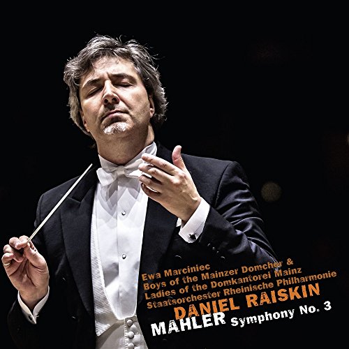 Conductor Daniel Raiskin in a tuxedo, holding a baton, against a dark background.