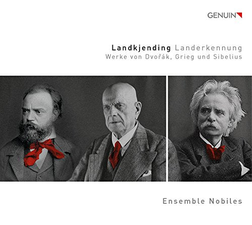 CD cover featuring portraits of three composers: Dvořák, Grieg, and Sibelius.
