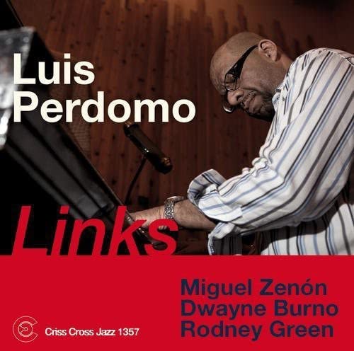 CD cover for Luis Perdomo’s “Links” featuring a pianist in glasses.