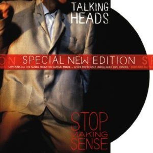 "CD cover with man in suit and 'Talking Heads' and 'Stop Making Sense' text."