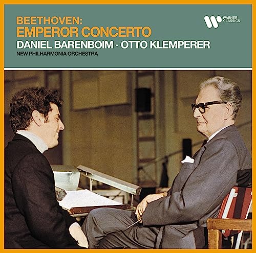 Album cover featuring Daniel Barenboim and Otto Klemperer in studio.